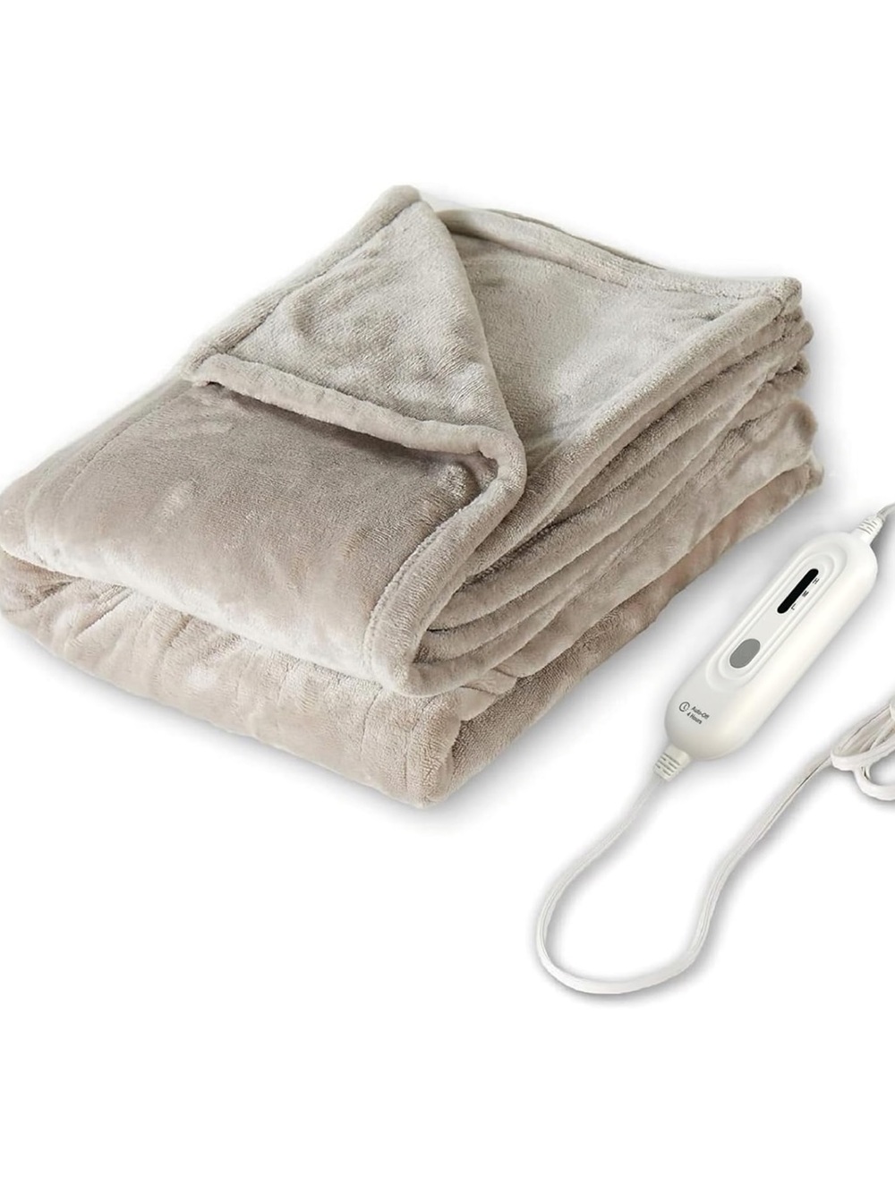 Plush Electric Heated Blanket - Taupe